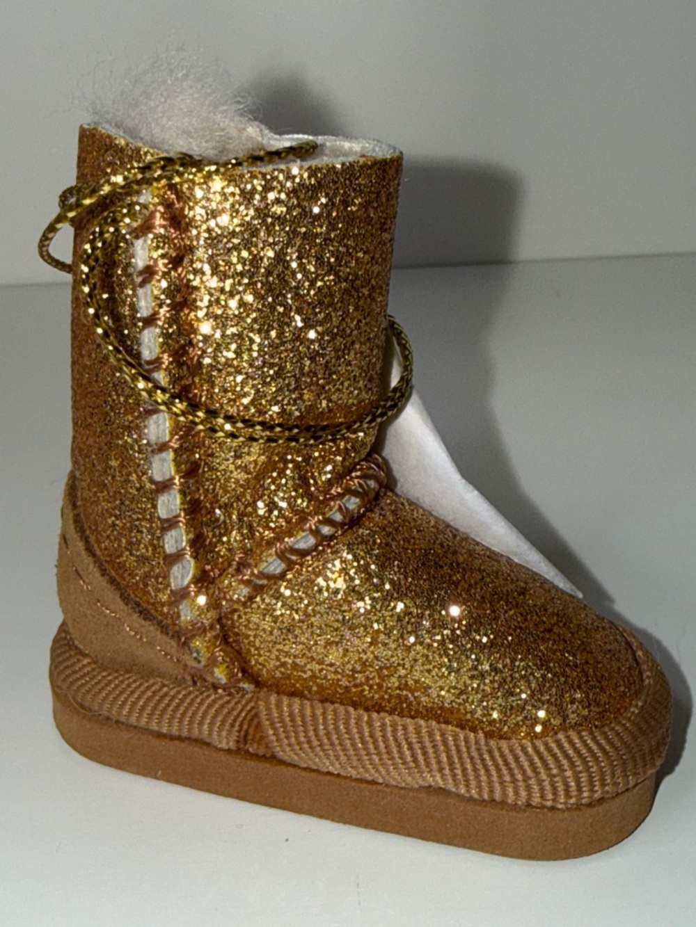 Ugg shoe mini glittery collectible Mini Boot Ornament Gold glitter bag charm